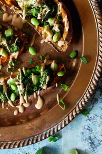 Thai Peanut Sweet Potato Skins | sharedappetite.com
