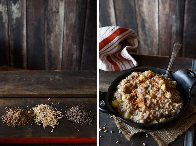 Easy Overnight Vegan Apple Cinnamon Stee Cut Oatmeal | sharedappetite.com