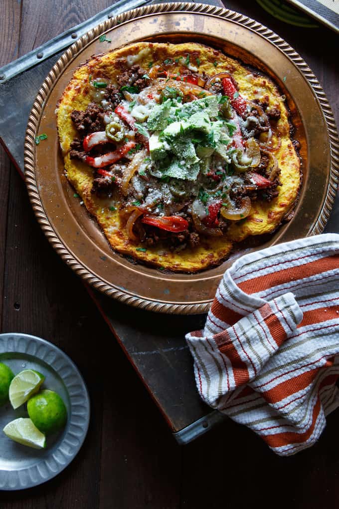 Gluten Free Fajita Beef Spaghetti Squash Pizza | sharedappetite.com