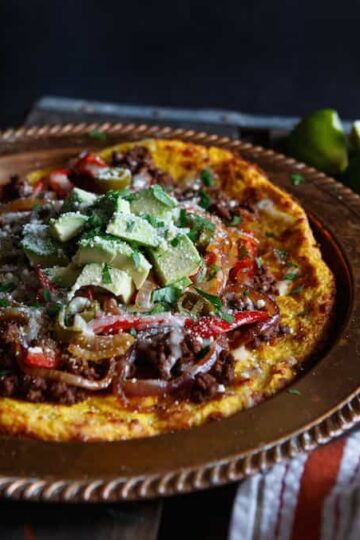 Gluten Free Fajita Beef Spaghetti Squash Pizza | sharedappetite.com
