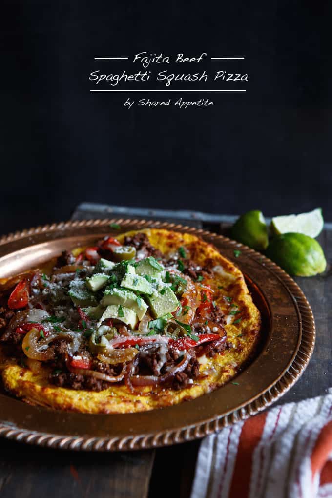 Gluten Free Fajita Beef Spaghetti Squash Pizza | sharedappetite.com