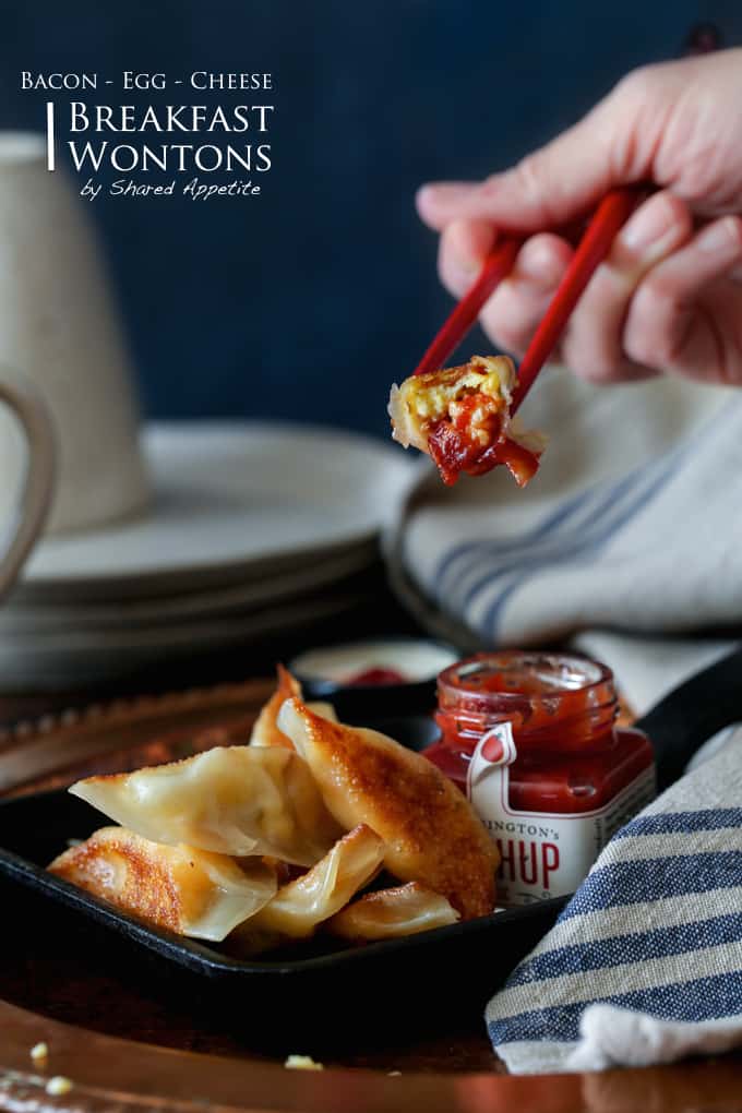 Bacon, Egg, and Cheese Breakfast Wontons | sharedappetite.com