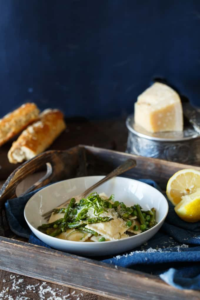 Spring Ravioli with Asparagus, Peas, and Lemon Butter | sharedappetite.com