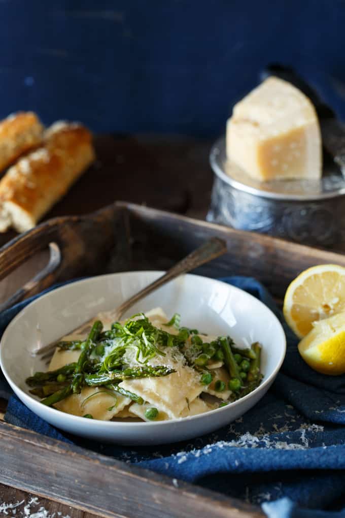 Spring Ravioli with Asparagus, Peas, and Lemon Butter | sharedappetite.com