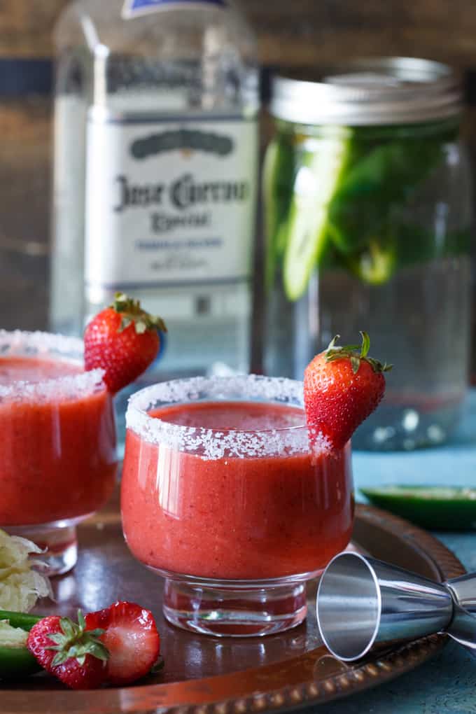 Roasted Strawberry Jalapeno Margarita | sharedappetite.com