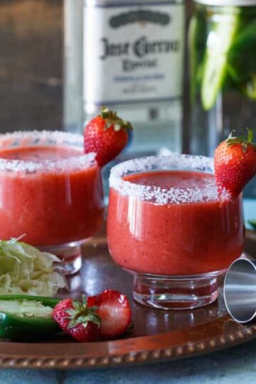 Roasted Strawberry Jalapeno Margarita | sharedappetite.com