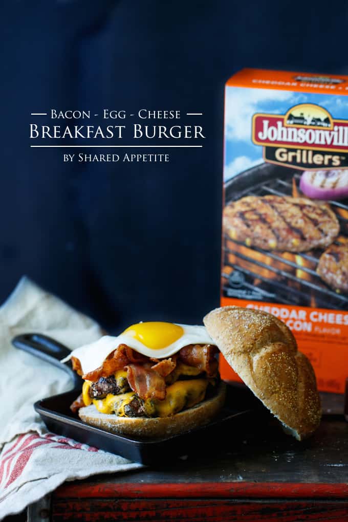 Bacon, Egg, and Cheese Breakfast Burger #SausageFamily | sharedappetite.com