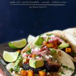 Pork Belly Tacos with Ancho Chili Roasted Pineapple, Avocado, and Pickled Onions | sharedappetite.com