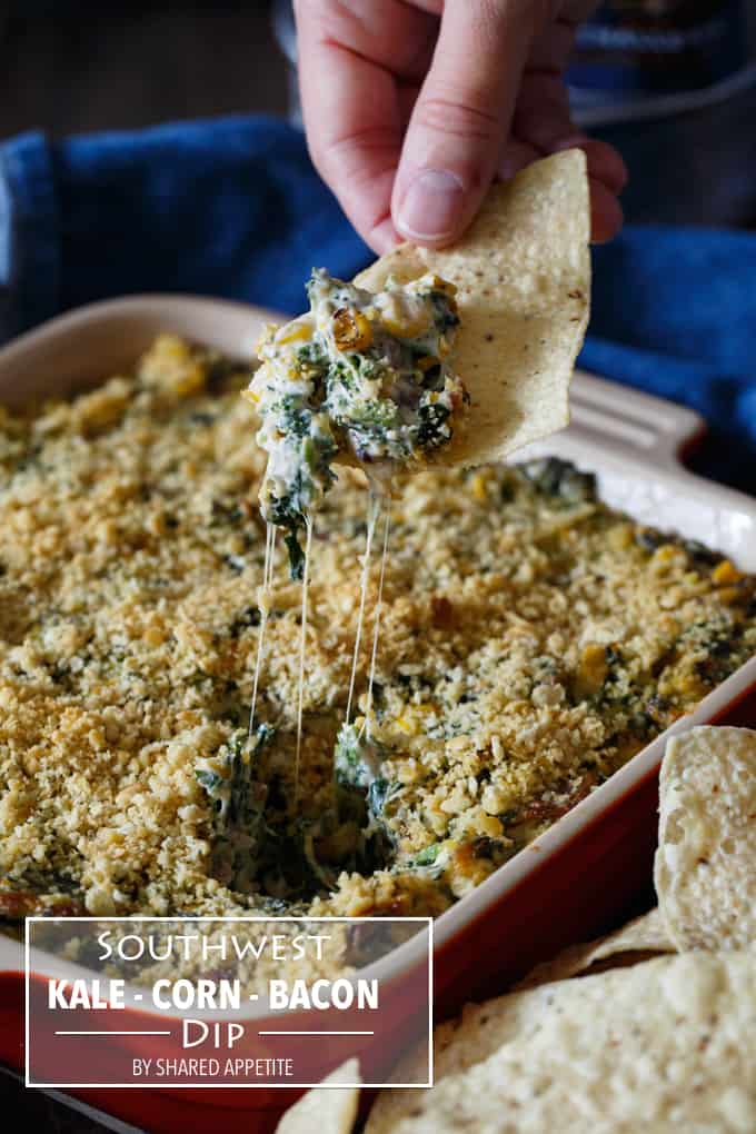 Southwest Kale, Corn, and Bacon Dip | sharedappetite.com