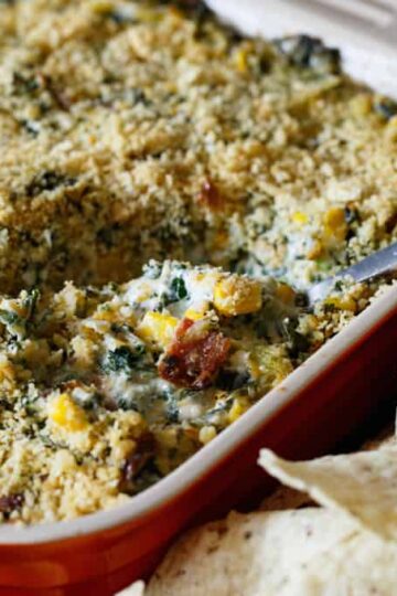 Southwest Kale, Corn, and Bacon Dip | sharedappetite.com