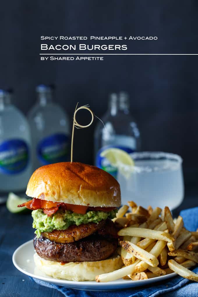 Spicy Roasted Pineapple + Avocado Bacon Burgers | sharedappetite.com