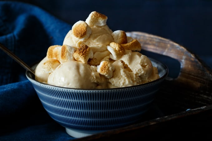 Two Ingredient Toasted Marshmallow Ice Cream | sharedappetite.com