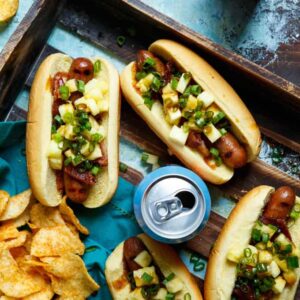 Pineapple, Bacon, and Teriyaki Hot Dogs | sharedappetite.com