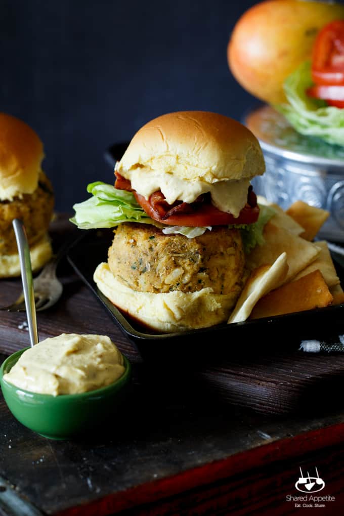 Crab Cake Sandwich with Mango Bacon Aioli | sharedappetite.com