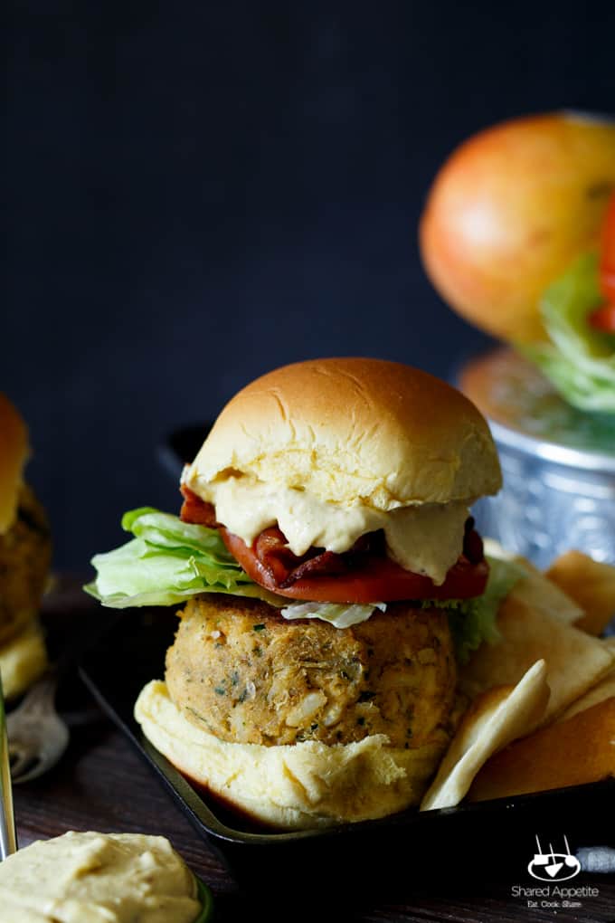 Crab Cake Sandwich with Mango Bacon Aioli | sharedappetite.com