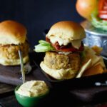 Crab Cake Sandwich with Mango Bacon Aioli | sharedappetite.com