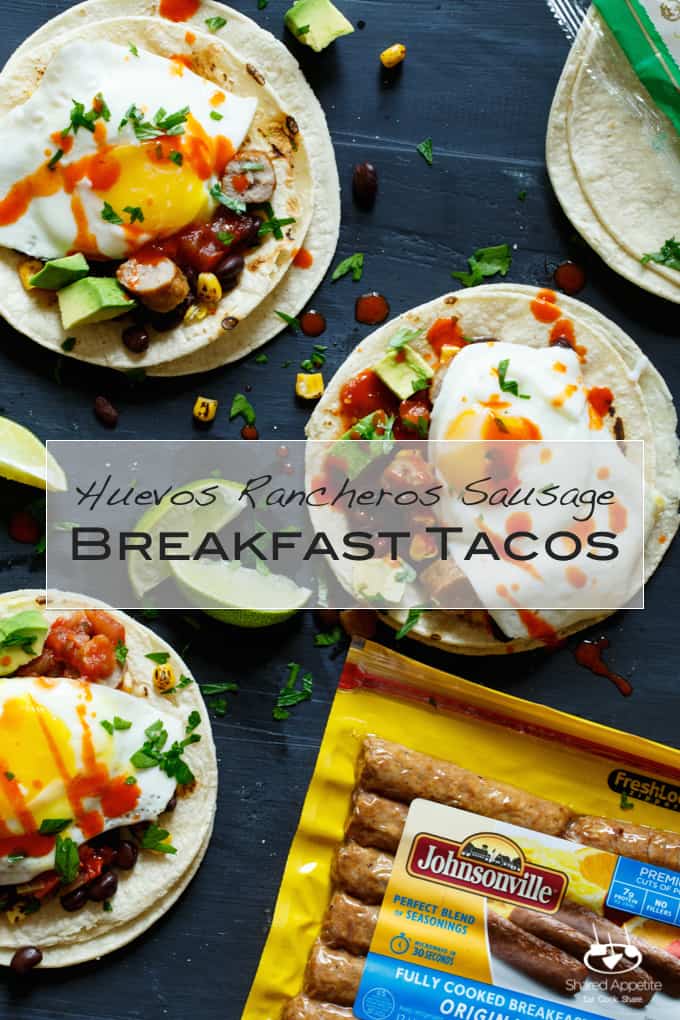 Huevos Rancheros Sausage Breakfast Tacos | sharedappetite.com #SausageFamily