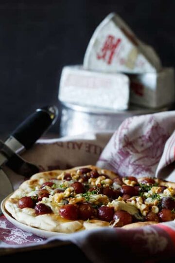 Roasted Grape and Blue Cheese Pizza with Honey, Walnut, and Thyme | sharedappetite.com