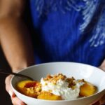 Roasted Peaches with Ricotta Buttercream and Sugared Cornbread Crumbs | sharedappetite.com