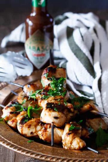 Spicy Chipotle Honey Chicken Kebabs | sharedappetite.com