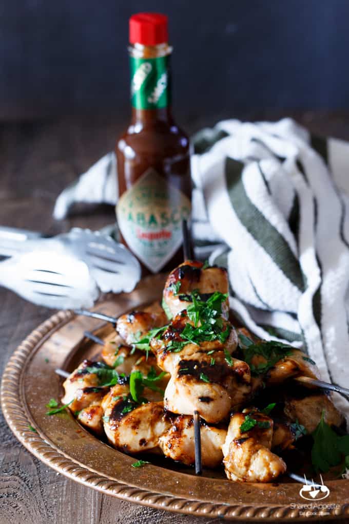 Spicy Chipotle Honey Chicken Kebabs | sharedappetite.com