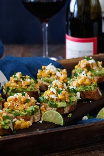 Mexican Street Corn + Avocado Crostini | sharedappetite.com