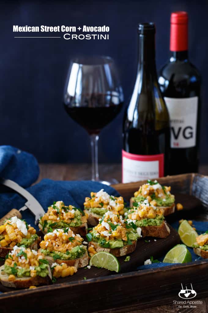 Mexican Street Corn + Avocado Crostini | sharedappetite.com