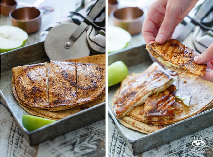 Caramel Apple Cheesecake Quesadillas | sharedappetite.com