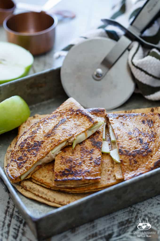 Caramel Apple Cheesecake Quesadillas | sharedappetite.com