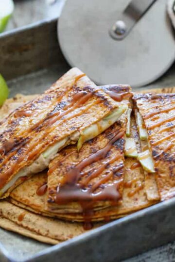 Caramel Apple Cheesecake Quesadillas | sharedappetite.com
