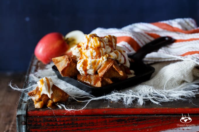 Apple Pie Wontons with Salted Caramel Whipped Cream | sharedappetite.com