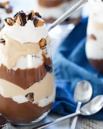 Chocolate Brownie Peanut Butter Cup Trifle | sharedappetite.com