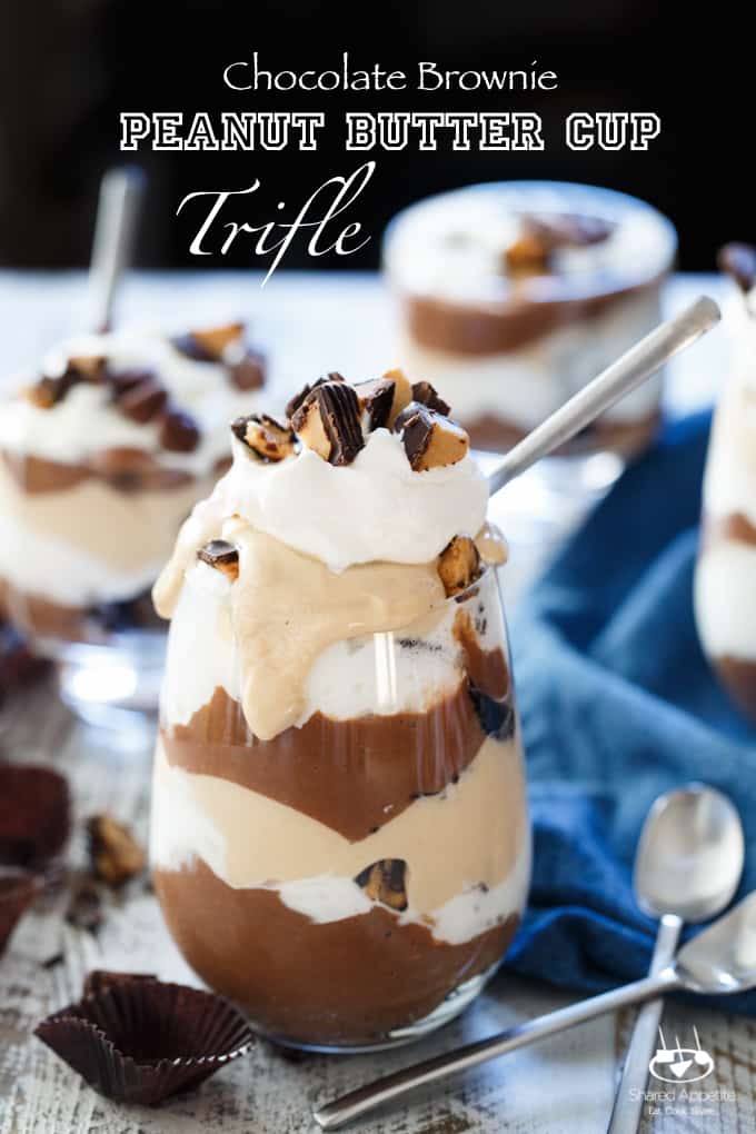 Chocolate Brownie Peanut Butter Cup Trifle | sharedappetite.com