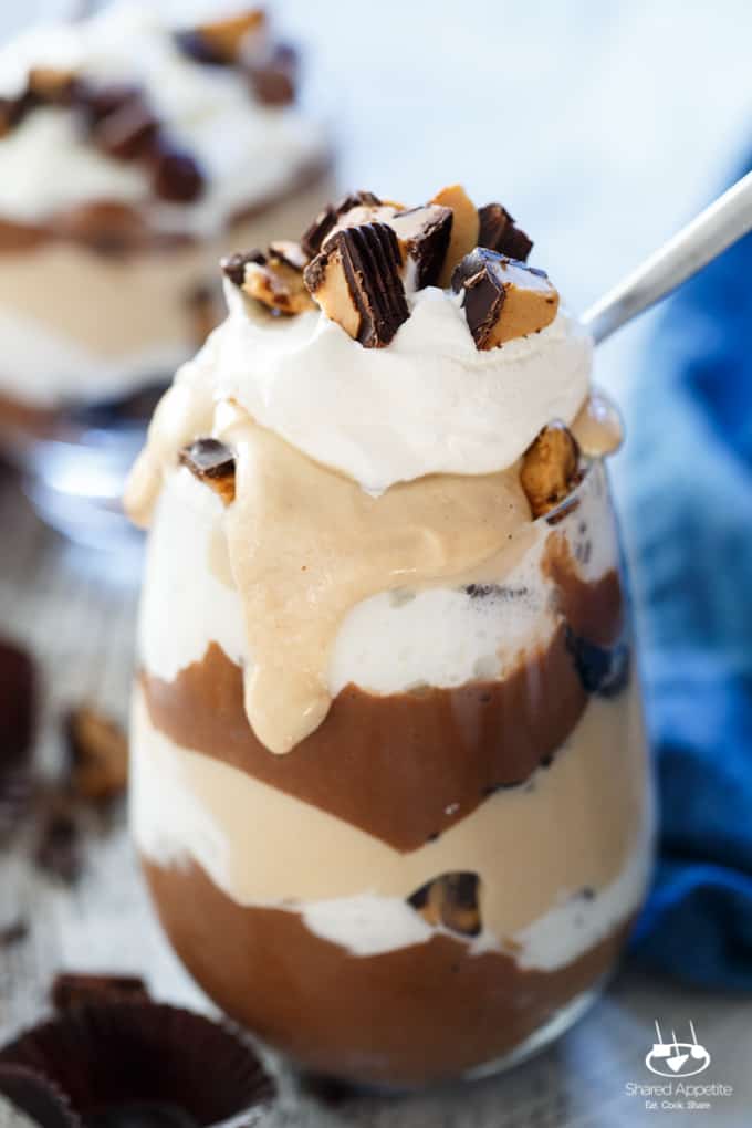 Chocolate Brownie Peanut Butter Cup Trifle | sharedappetite.com