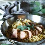 Gluten-Free 5 Ingredient Apple Cider Glazed Pork Tenderloin with Apple Noodles | sharedappetite.com