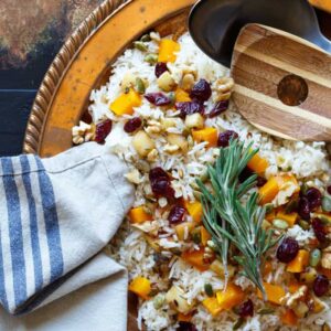 Vegan Roasted Butternut Squash, Apple, and Cranberry Rice Pilaf with Walnuts and Pepitas | sharedappetite.com