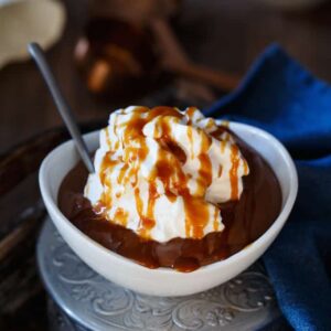 Vegan + Dairy Free Chocolate Salted Caramel Pudding | sharedappetite.com