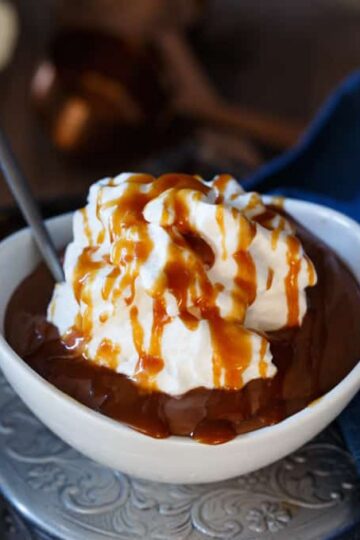 Vegan + Dairy Free Chocolate Salted Caramel Pudding | sharedappetite.com