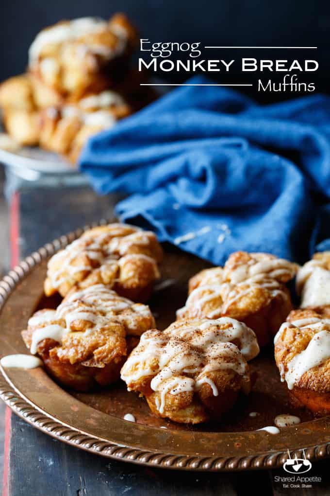 Eggnog Monkey Bread Muffins | sharedappetite.com