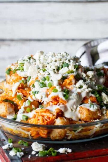 Buffalo Chicken Tater Tot Nachos (Totchos) | sharedappetite.com