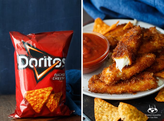 Doritos Crusted Mozzarella Sticks | sharedappetite.com