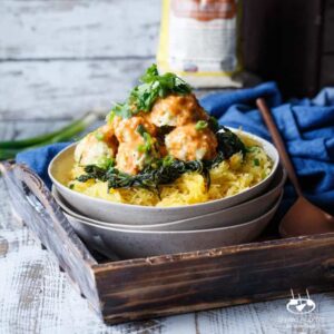 Gluten-Free Curried Chicken Scallion Meatballs with Lemon Ginger Red Curry Sauce | sharedappetite.com