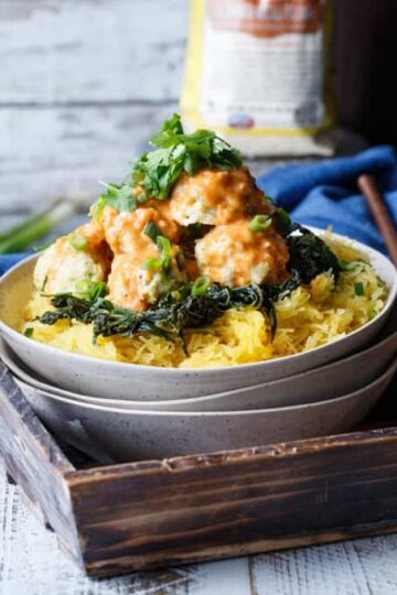 Gluten-Free Curried Chicken Scallion Meatballs with Lemon Ginger Red Curry Sauce | sharedappetite.com