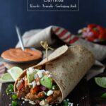 Healthy Korean Pork Burritos with Kimchi, Avocado, and Gochujang Aioli | sharedappetite.com