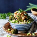 Slow Cooker Thai Peanut Chicken Quinoa Bowls | sharedappetite.com