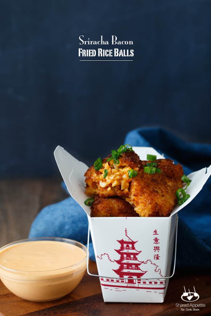 Sriracha Bacon Fried Rice Balls | sharedappetite.com