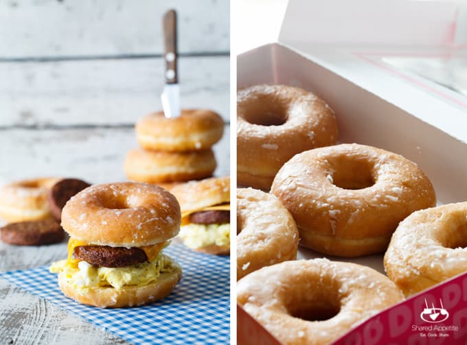 Sausage, Egg, and Cheese Donut Breakfast Sandwiches | sharedappetite.com