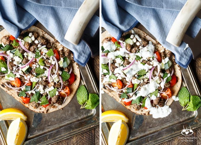 Mediterranean Lamb Flatbread | sharedappetite.com A super easy and healthy weeknight dinner!