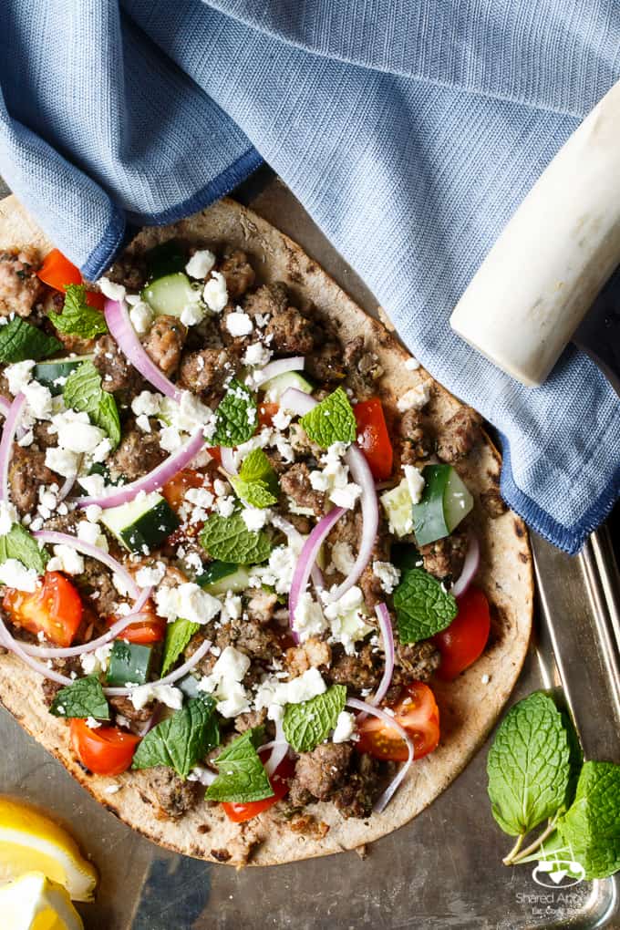 Mediterranean Lamb Flatbread | sharedappetite.com A super easy and healthy weeknight dinner!