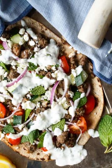 Mediterranean Lamb Flatbread | sharedappetite.com A super easy and healthy weeknight dinner!